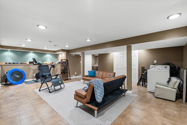 living room featuring washer / clothes dryer