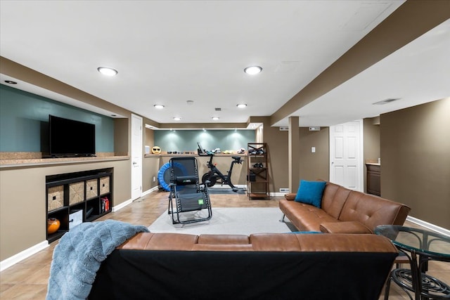 view of tiled living room