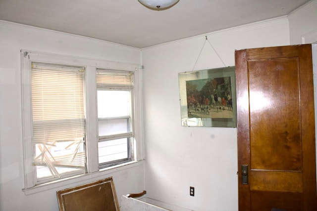 spare room with crown molding