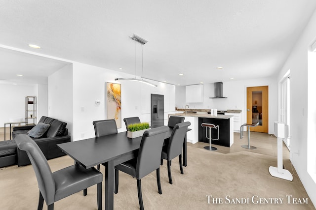 dining room with a textured ceiling