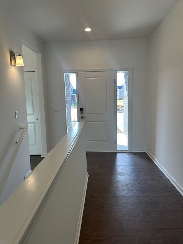 foyer with dark wood-type flooring