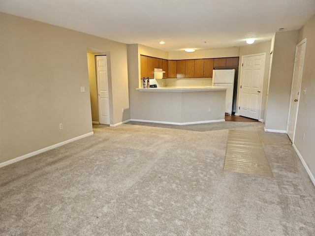 unfurnished living room with light carpet