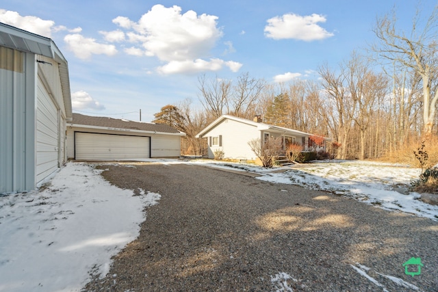 exterior space featuring a garage