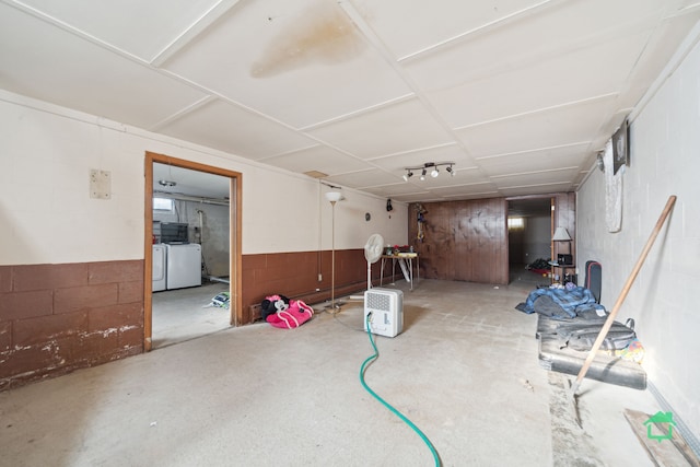 basement with independent washer and dryer