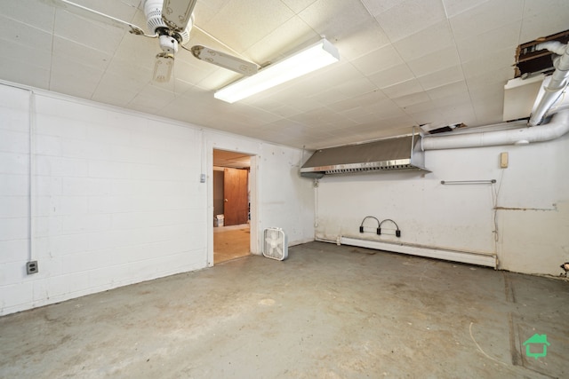 basement with a baseboard radiator