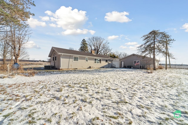 snow covered house with cooling unit