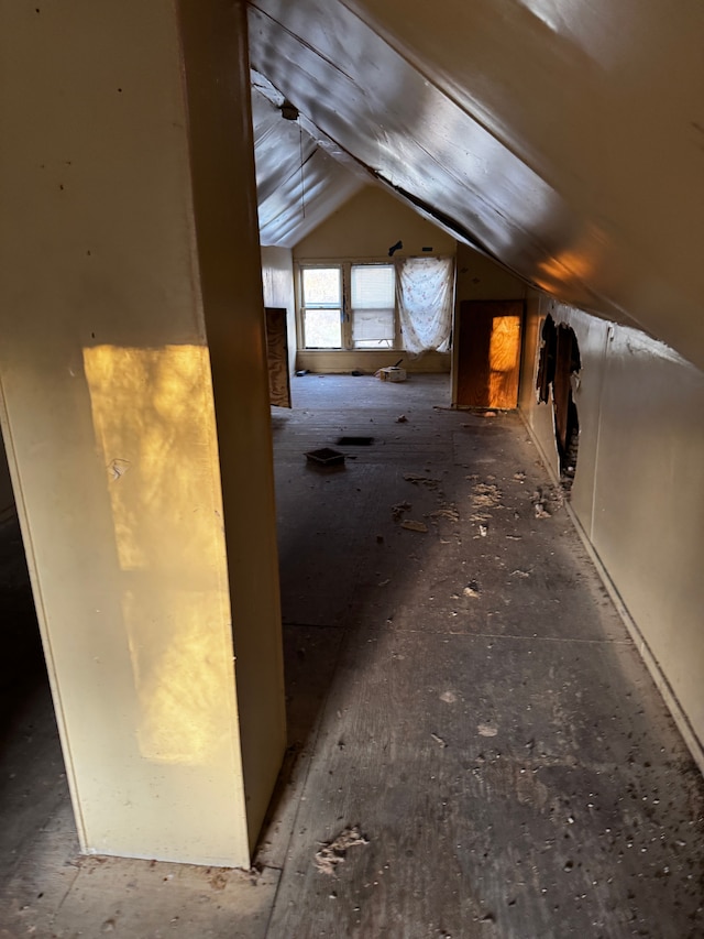 view of unfinished attic