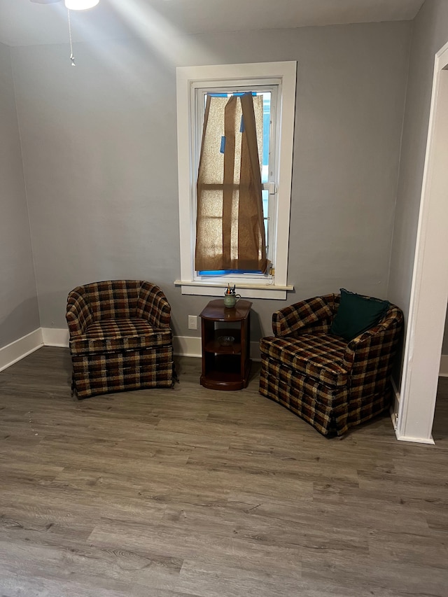 sitting room with hardwood / wood-style floors