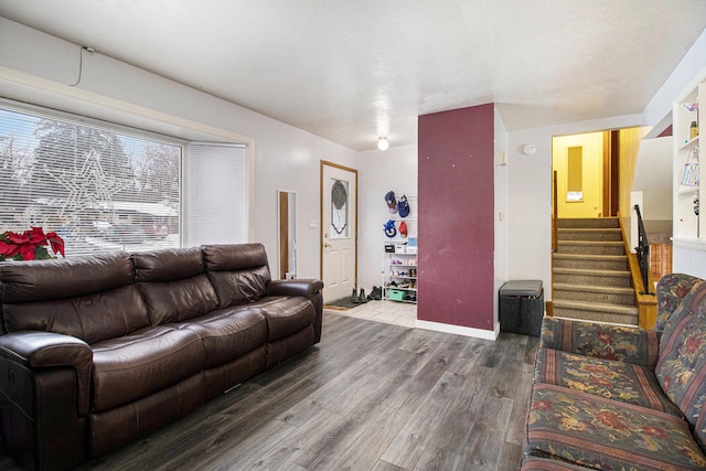 living room with hardwood / wood-style flooring