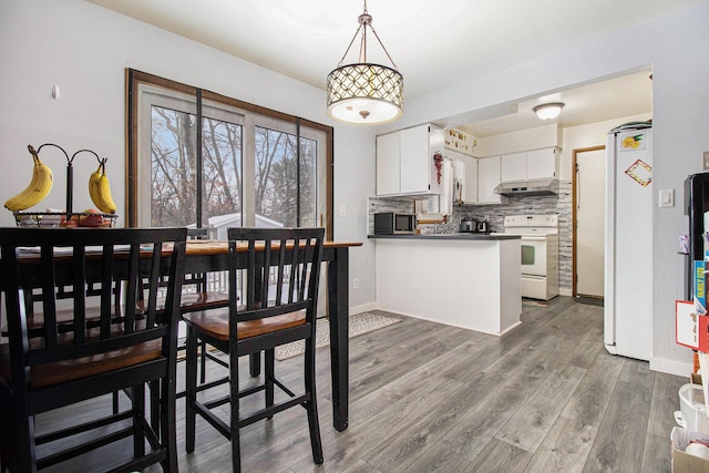 dining area with hardwood / wood-style flooring