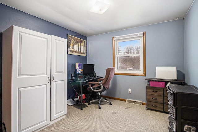 view of carpeted office space