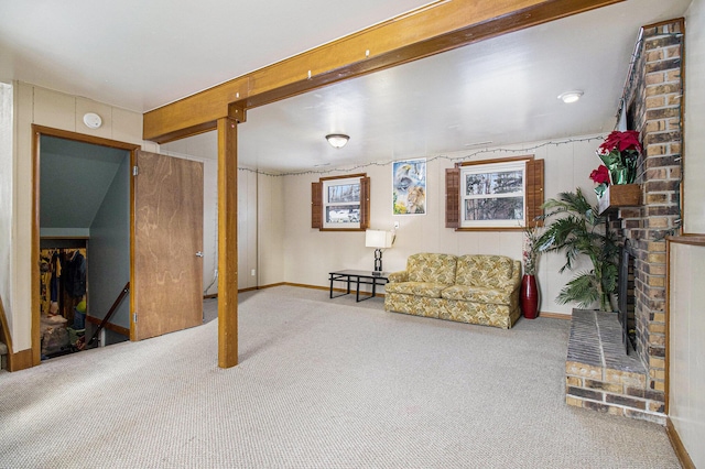 sitting room featuring carpet floors