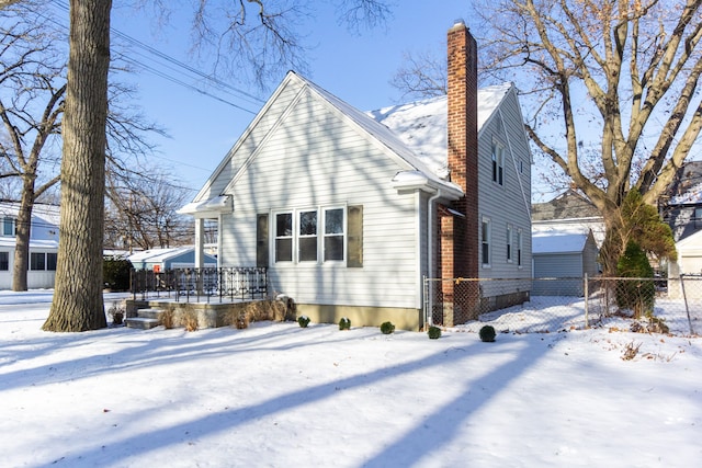 view of snow covered property