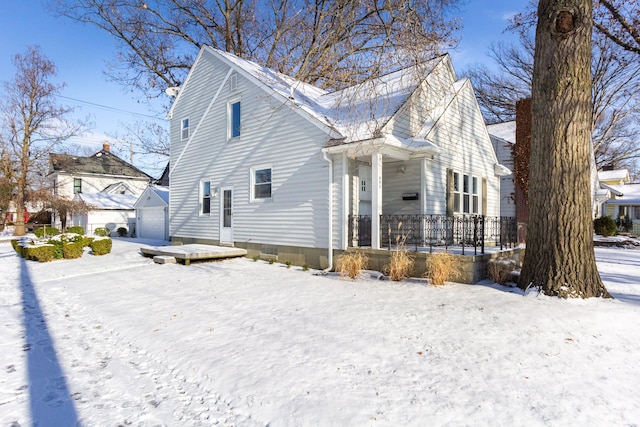 view of snow covered property