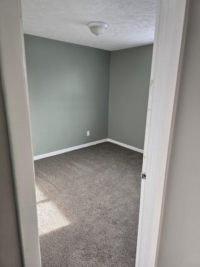 carpeted spare room with a textured ceiling