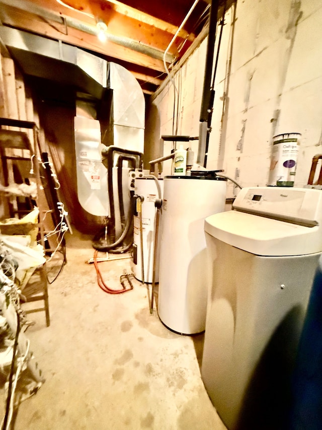 utility room with water heater