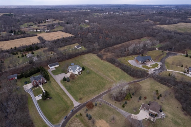 bird's eye view with a rural view