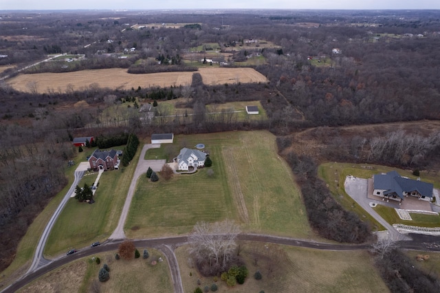 bird's eye view featuring a rural view