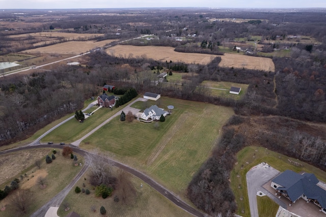 drone / aerial view with a rural view