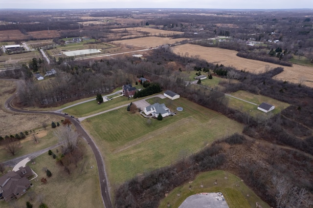 aerial view featuring a rural view