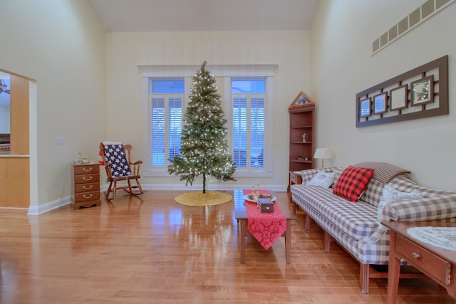 living room featuring light wood-type flooring