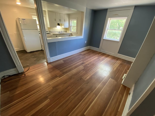 interior space featuring dark hardwood / wood-style floors and sink