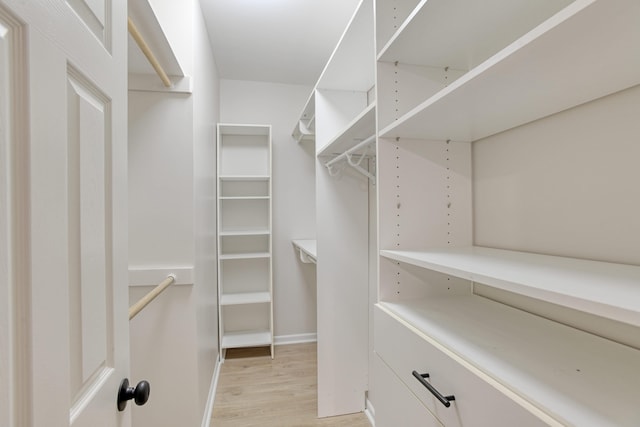 walk in closet featuring light wood-type flooring