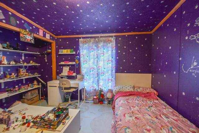 bedroom with ornamental molding