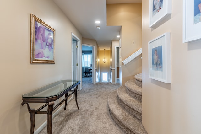 corridor featuring carpet flooring