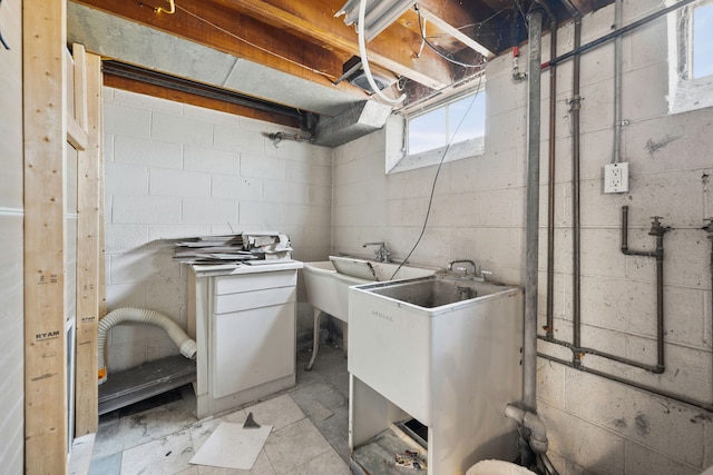 clothes washing area featuring sink