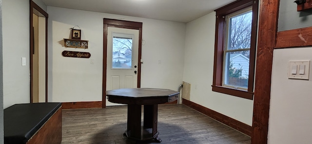 interior space with plenty of natural light and dark wood-type flooring