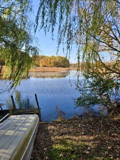 dock area featuring a water view