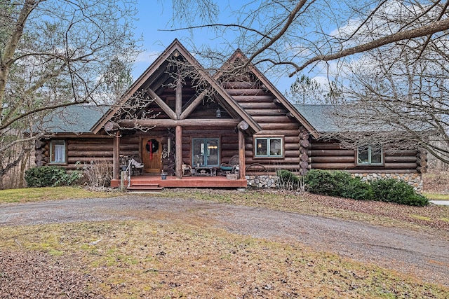 view of log home