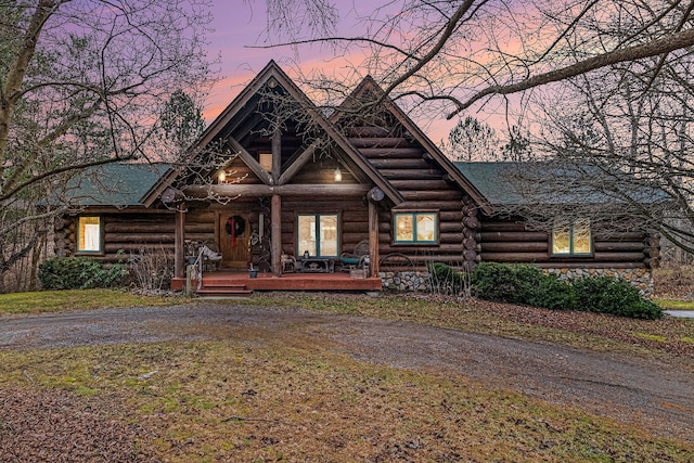 view of log-style house