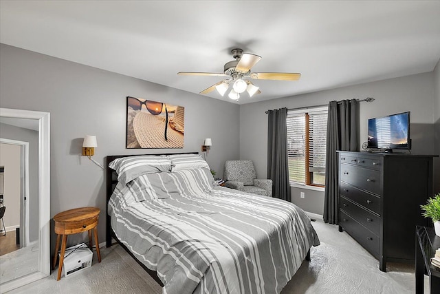 bedroom with carpet and ceiling fan