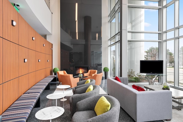 335 Bridge St NW Unit 2602, Grand Rapids, MI 49504 - common area with a high ceiling and expansive windows