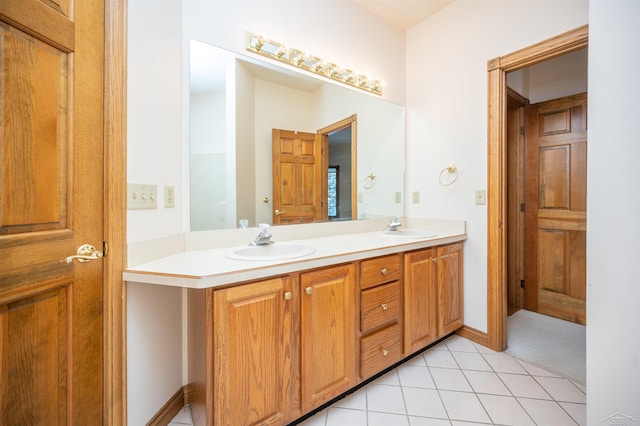 bathroom with vanity and tile patterned floors