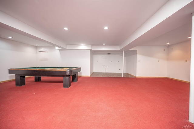 playroom featuring carpet and pool table