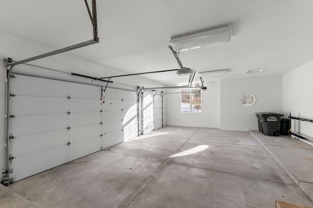 garage with a garage door opener