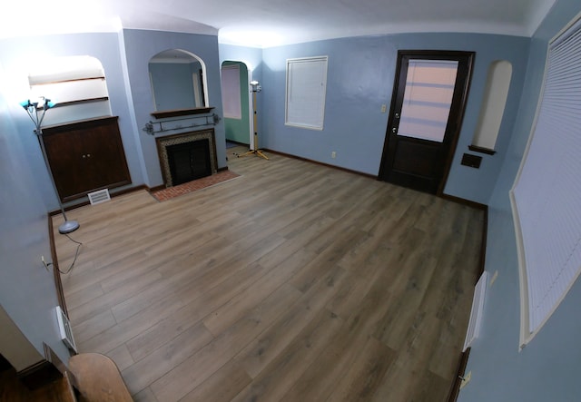 living room with hardwood / wood-style floors