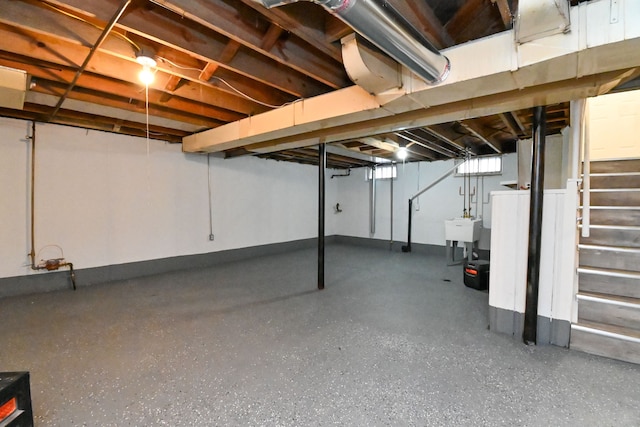 basement with sink