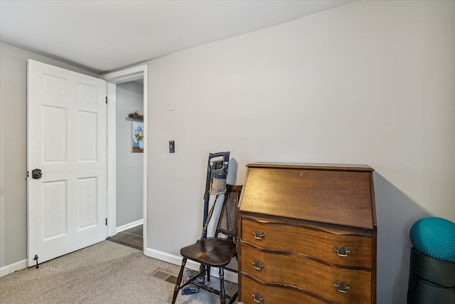 view of carpeted home office