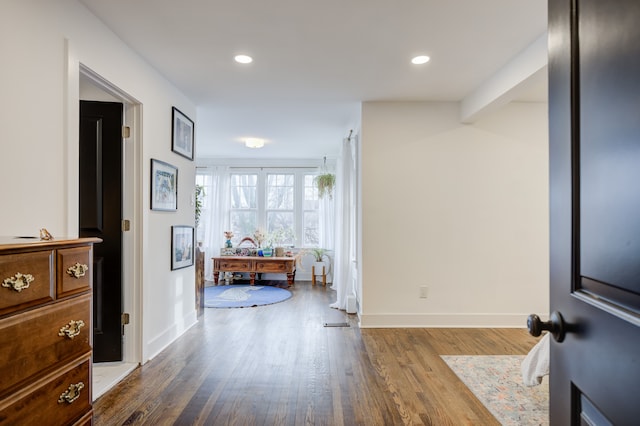 interior space featuring dark wood-type flooring