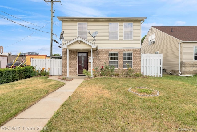 view of front property with a front lawn