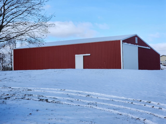 view of snow covered structure