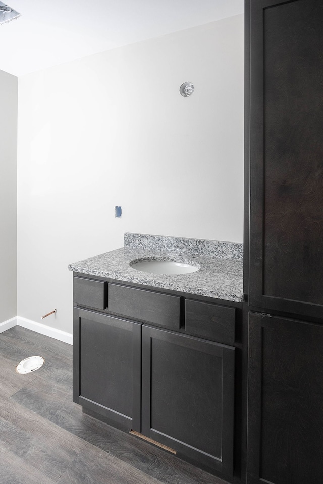 bathroom featuring vanity and wood-type flooring