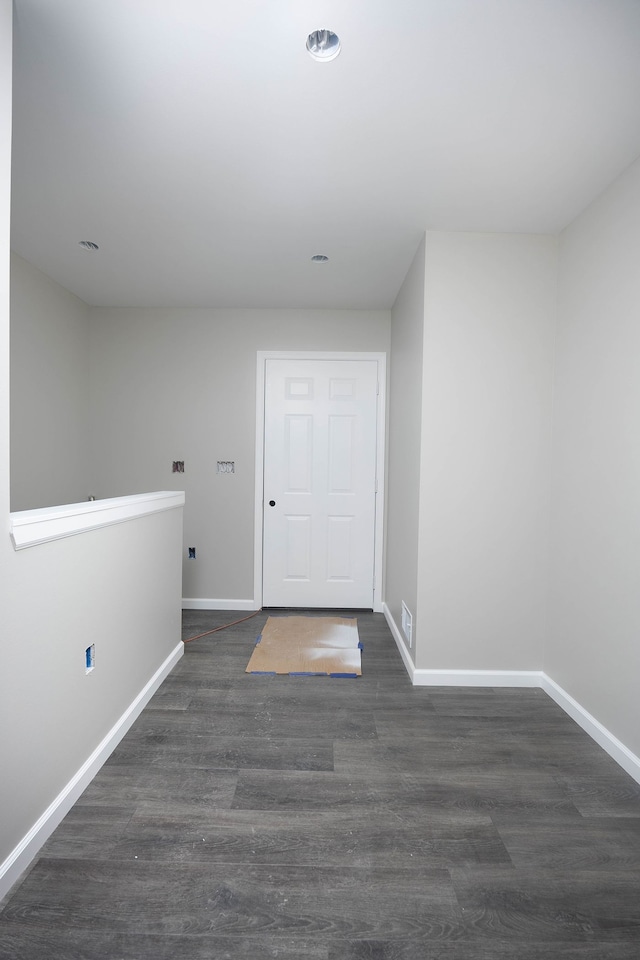 interior space with dark wood-type flooring