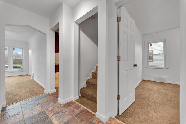 interior space featuring plenty of natural light and carpet floors