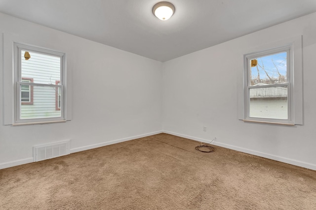 carpeted spare room with a healthy amount of sunlight