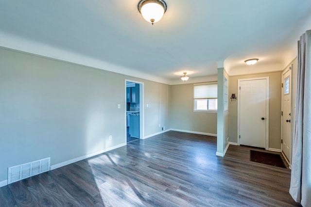 foyer entrance featuring dark wood-type flooring